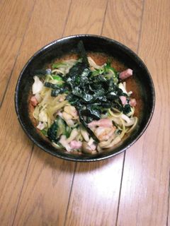 キノコとベーコンのシーフード和風パスタ♪-レシピのメイン写真