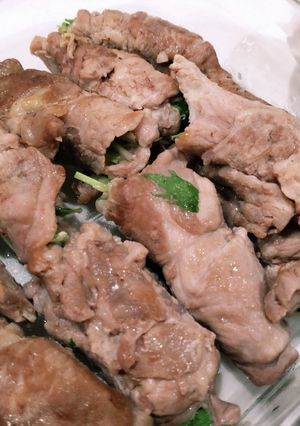 幼児食にも♪水菜の豚こま肉巻き-レシピのメイン写真