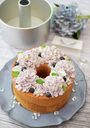 あじさいシフォンケーキ-レシピのメイン写真