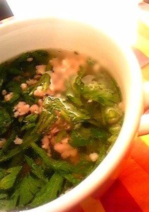 春菊と豚挽肉のベトナム風スープ-レシピのメイン写真