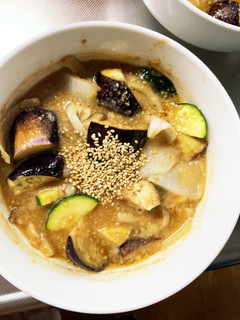 根菜茄子肉無し鯖の味噌煮味温野菜サラダ-レシピのメイン写真