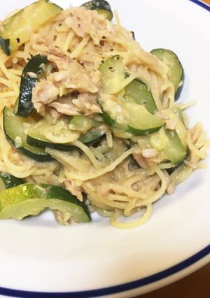 ワンパン！ズッキーニとツナの和風パスタ-レシピのメイン写真