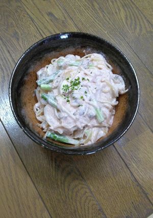 明太クリームのシーフードアスパラパスタ-レシピのメイン写真