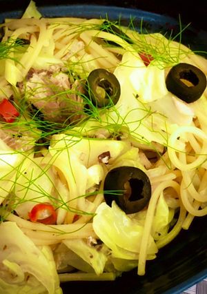ワンパンで鰯とキャベツとオリーブのパスタ-レシピのメイン写真