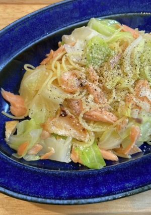 リメイク!焼鮭とキャベツのオイルパスタ-レシピのメイン写真