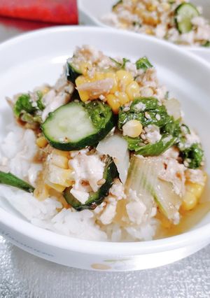 ポン酢で!豆腐と野菜の冷やしツナ丼-レシピのメイン写真