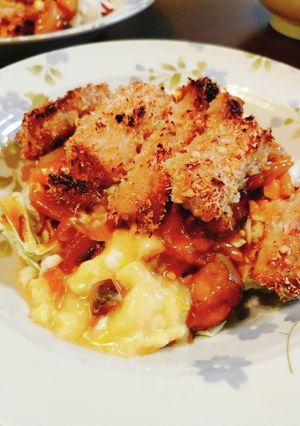 レンチン!子供もOK!豚かつ甘口カレー丼-レシピのメイン写真