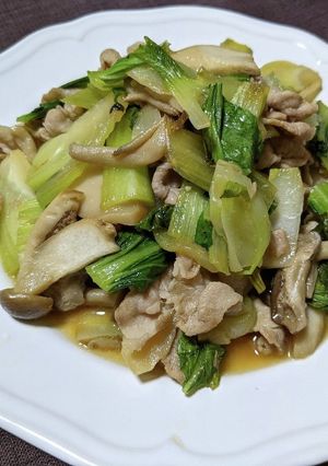 チンゲン菜と豚バラ肉のにんにく炒め-レシピのメイン写真