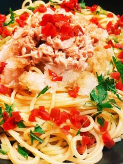 簡単★ツナと大根おろしの梅しそ冷製パスタ-レシピのメイン写真