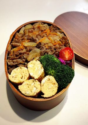 のっけ弁当2022.06.27牛こま炒め-レシピのメイン写真