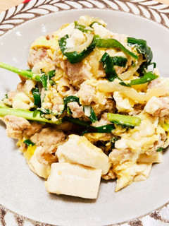夏のスタミナご飯☆豚肉豆腐の中華卵炒め-レシピのメイン写真