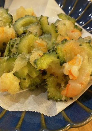 簡単夏おかず！ゴーヤと海老のかき揚げ-レシピのメイン写真