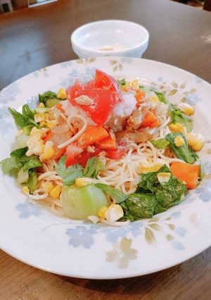 レンチン！ツナとお野菜の冷製パスタ-レシピのメイン写真