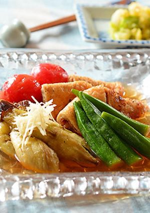 グリル 焼き夏野菜とお揚げの冷やし鉢♪-レシピのメイン写真