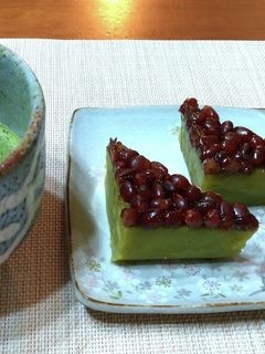 レンジで簡単 抹茶水無月 上新粉と葛粉で-レシピのメイン写真