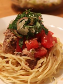 サバ缶で☆サバとトマトの和風冷製パスタ-レシピのメイン写真