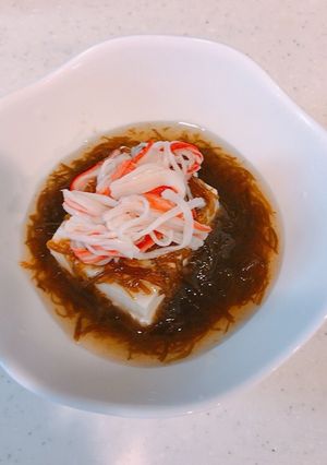 和えるだけ、昆布茶＋もずく酢豆腐カニかま-レシピのメイン写真