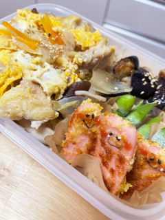 親子丼☆豚しゃぶと茄子炒め弁当-レシピのメイン写真