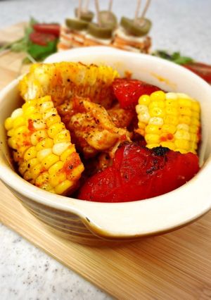 ハリッサで♪チキンとコーンのオーブン焼き-レシピのメイン写真