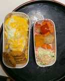 レンジ簡単洋風味噌パスタ味オムライス弁当