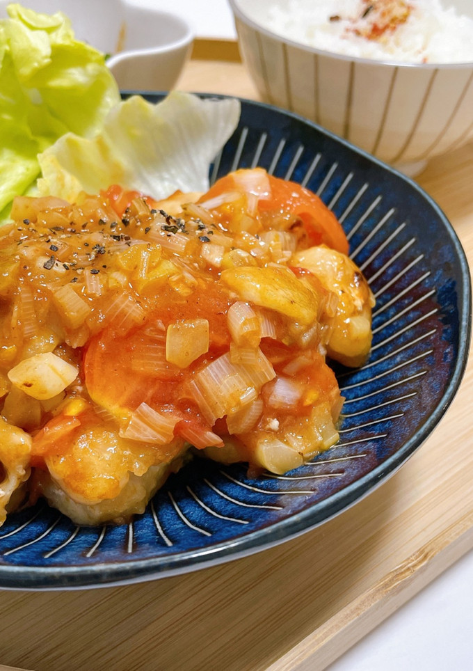 鶏ももとトマトのネギ塩ダレ炒め-レシピのメイン写真