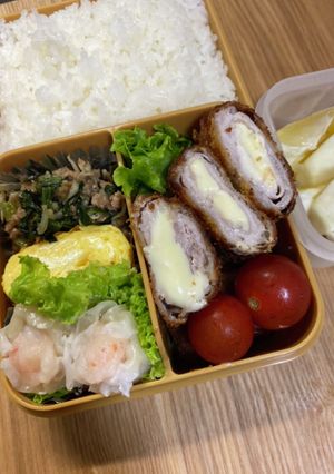 中1女子弁当アスメシ38☆チーズ豚カツ-レシピのメイン写真