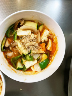 レンジ肉無豆腐ケチャップ丼味野菜炒め-レシピのメイン写真
