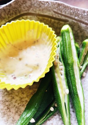 レンチンおくらのアンチョビマヨディップ-レシピのメイン写真