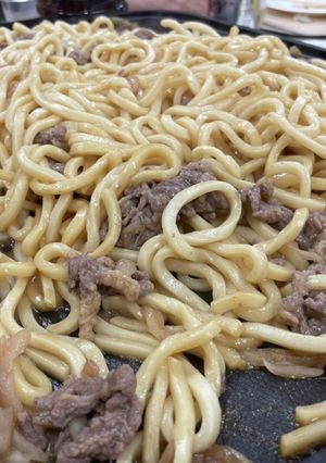 ホットプレートで！すき焼き風焼きうどん♬-レシピのメイン写真