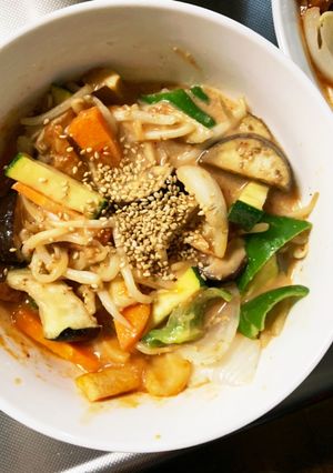 レンジ肉無チクワ豚キムチ味野菜炒め-レシピのメイン写真