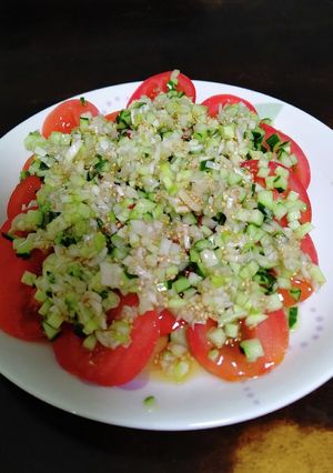 男の料理 スライストマトの中華風-レシピのメイン写真