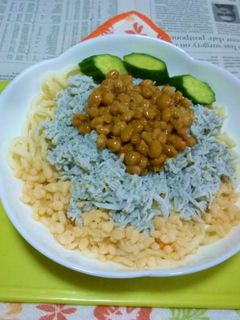 醤油うどん風冷やしうどん68納豆しらす3-レシピのメイン写真