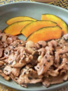 豚肉のごまごま焼き・かぼちゃ 自分用-レシピのメイン写真