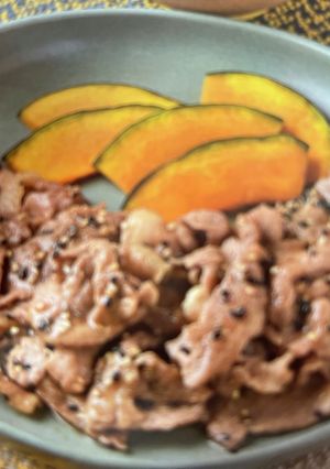 豚肉のごまごま焼き・かぼちゃ 自分用-レシピのメイン写真