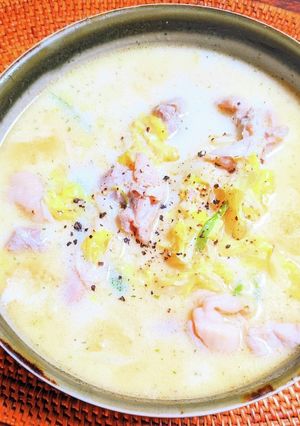 鶏もも肉とキャベツの豆乳塩ラーメン-レシピのメイン写真