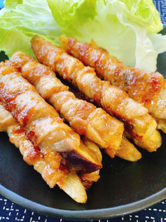 なす豚バラ巻き甘酢炒め-レシピのメイン写真