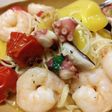 エビとタコたっぷりのオイルパスタ