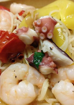 エビとタコたっぷりのオイルパスタ-レシピのメイン写真