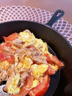 シロさんの豚肉入りトマたま炒め-レシピのメイン写真