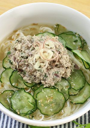 ボリューム満点◎鯖缶で冷やしそうめん-レシピのメイン写真