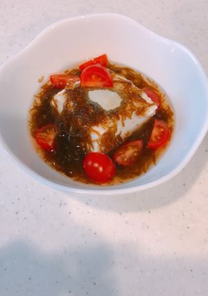 こぶ茶でまろやか！ミニトマトもずく酢豆腐-レシピのメイン写真