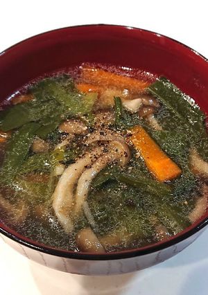 にんじん玉ねぎニラしめじの中華風スープ-レシピのメイン写真