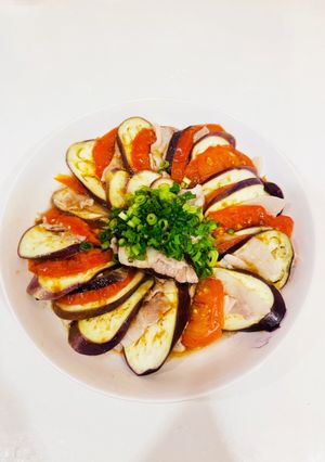 ナスとトマトの豚バラ重ね蒸し-レシピのメイン写真