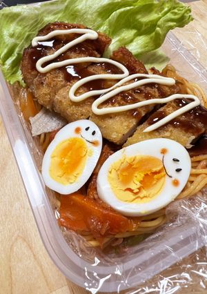 わんぱく☆チーズinカツとナポリタン弁当-レシピのメイン写真