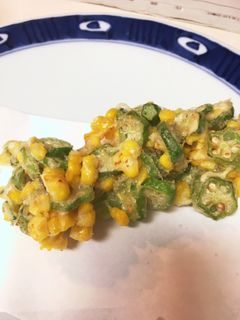 オクラ♡とうもろこしのかき揚げ-レシピのメイン写真