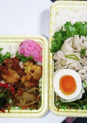 【夫婦弁当238】豚しゃぶと帆立唐揚げ-レシピのメイン写真