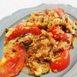 豚こまとトマトと卵のチリ味噌ソース炒め!