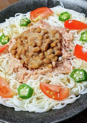 お星さま☆ツナ納豆そうめん390kcal-レシピのメイン写真
