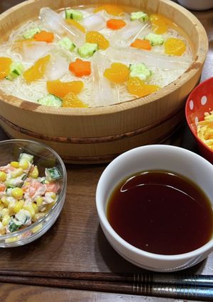 寿司桶活用♪ひんやり素麺-レシピのメイン写真
