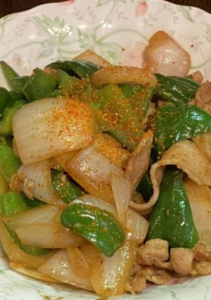 ピーマンと玉ねぎ＆豚コマの焼肉のタレ炒め-レシピのメイン写真
